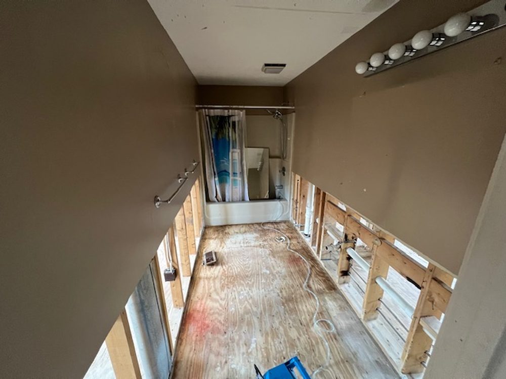 Bathroom gutted to studs